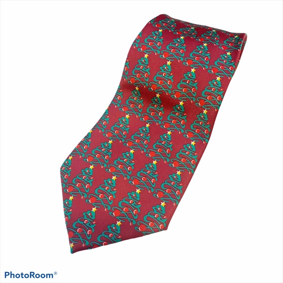American Accessories Red Christmas Tree Tie - Picture 1 of 4